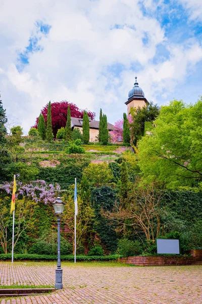 Cityscape com torre de castelo em Baden Baden, na Alemanha — Fotografia de Stock