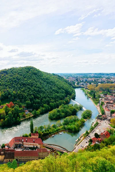 Landscape from Citadel in Besancon and River Doubs of Bourgogne — Stock Photo, Image
