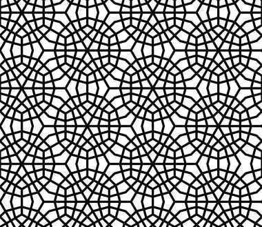Siyah ve beyaz siluet içinde basit kesintisiz geometrik süsleme.