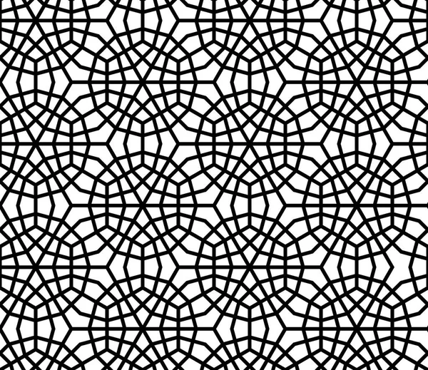 黒と白のシルエットにシンプルなシームレスな幾何学的な飾り. — ストックベクタ