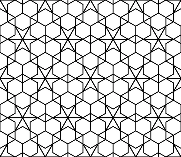 Siyah ve beyaz siluet içinde basit kesintisiz geometrik süsleme. — Stok Vektör