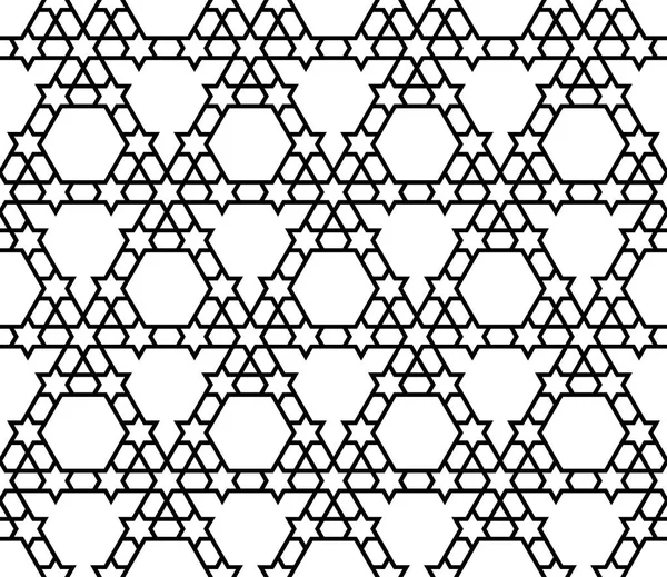 Varrat nélküli geometriai minta, a fekete-fehér geometriai vonalak — Stock Vector