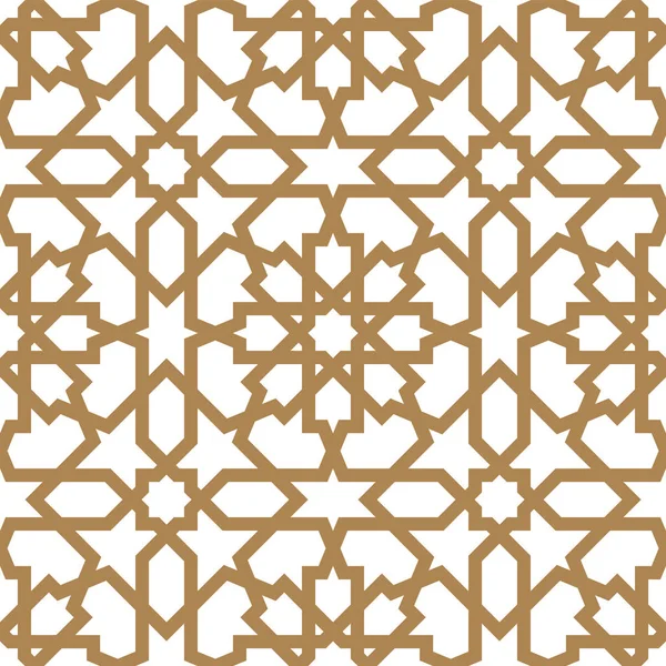 Ornamento geométrico árabe sem costura na cor dourada . — Vetor de Stock