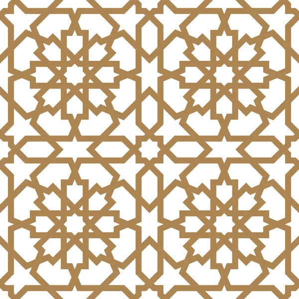 황금 색상에 원활한 아랍어 기하학적 장식. — 스톡 벡터