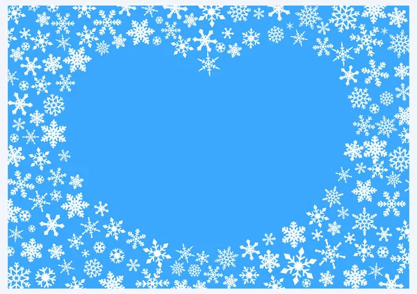 Fondo de Navidad con copos de nieve blancos sobre fondo azul  . — Archivo Imágenes Vectoriales