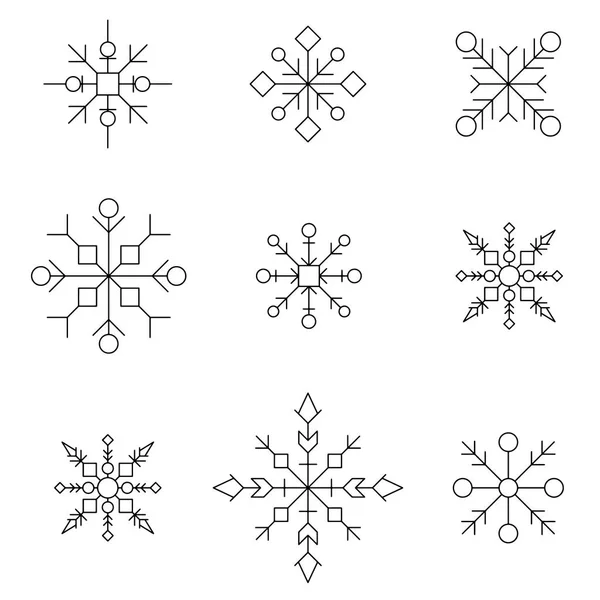 Conjunto de iconos de copo de nieve. Silueta blanca copos de nieve signos, aislados en el fondo . — Archivo Imágenes Vectoriales