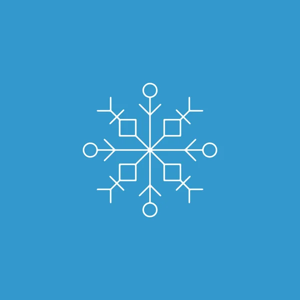 Icono del copo de nieve. Signo de copo de nieve de silueta blanca, aislado sobre fondo azul . — Archivo Imágenes Vectoriales