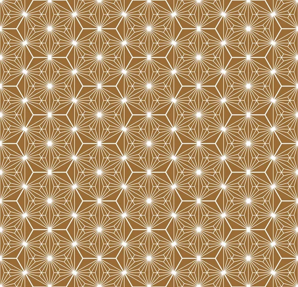 Adorno tradicional japonés sin costuras. Fondo dorado del color. Líneas blancas . — Vector de stock