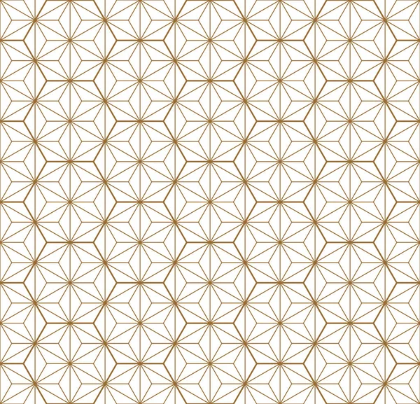 Bezproblémové tradiční japonské geometrický ornament. Zlatá barva čáry. — Stockový vektor