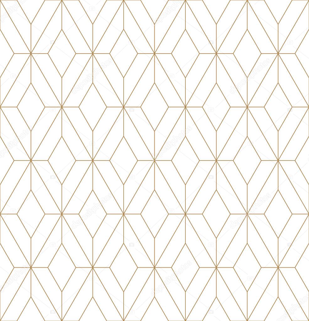 Seamless geometric pattern in golden and white.