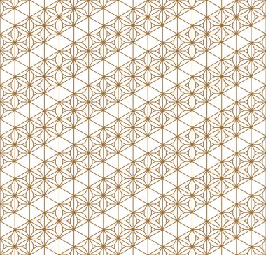 Sorunsuz geleneksel Japon geometrik süs. Altın renkli çizgiler.