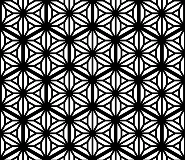 Costuras adorno geométrico a base de kumiko en blanco y negro — Vector de stock