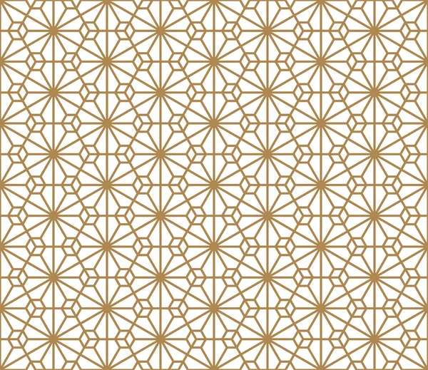 Patrón sin costuras basado en Kumiko en color dorado — Vector de stock