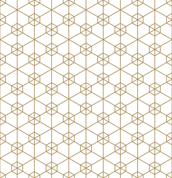 Nahtlose abstrakte Muster basierend auf Kumiko Ornament in Gold. — Stockvektor