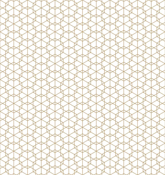 Nahtloses japanisches geometrisches Muster kumiko in gold — Stockvektor