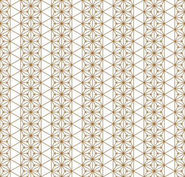 Sorunsuz geleneksel Japon geometrik süs. Altın renkli çizgiler.
