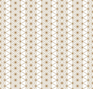 Sorunsuz geleneksel Japon geometrik süs. Altın renkli çizgiler.