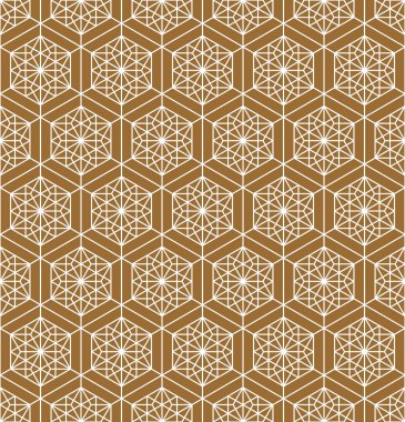 Sorunsuz geleneksel Japon süs. Altın rengi arka plan. Beyaz çizgiler.