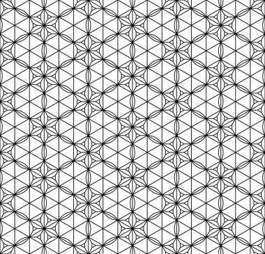 Seamless modeli Japon geometrik süsleme dayalı. Siyah ve beyaz.