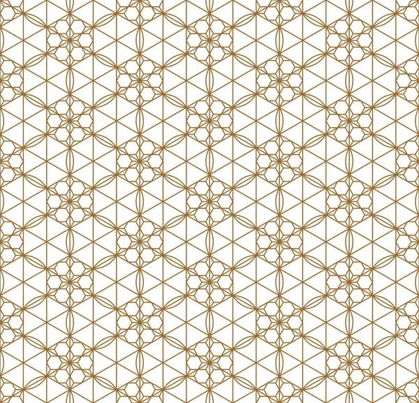 Seamless japanese pattern shoji kumiko in golden. — Stock Vector