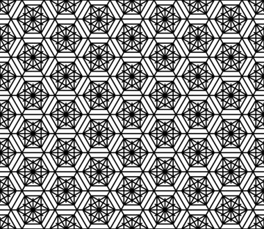 Seamless modeli Japon geometrik süsleme dayalı. Siyah ve beyaz.