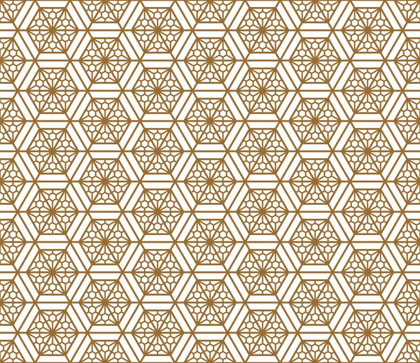 Seamless japanese pattern shoji kumiko in golden. — Stock Vector