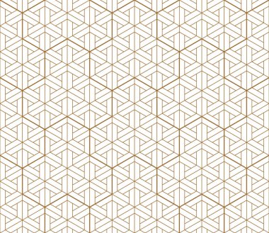 Sorunsuz geleneksel Japon geometrik süs. Altın renkli çizgiler.