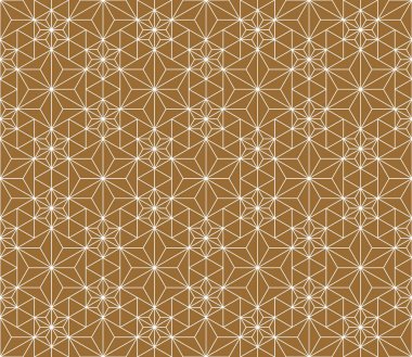 Sorunsuz geleneksel Japon süs. Altın rengi arka plan. Beyaz çizgiler.