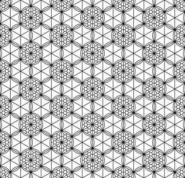 Seamless modeli Japon geometrik süsleme dayalı. Siyah ve beyaz.
