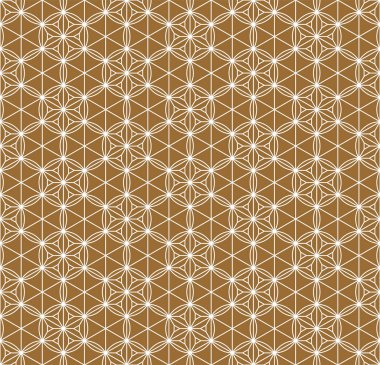 Sorunsuz geleneksel Japon süs. Altın rengi arka plan. Beyaz çizgiler.