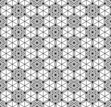 Seamless modeli Japon geometrik süsleme dayalı. Siyah ve beyaz.