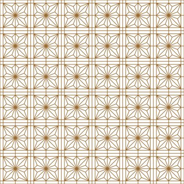Sorunsuz geleneksel Japon geometrik süs. Altın renkli çizgiler.