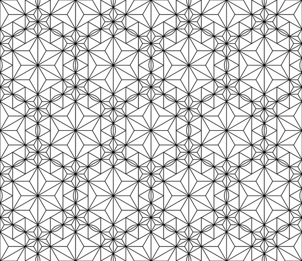 Naadloze patroon gebaseerd op de Japanse geometrische sieraad. Zwart-wit. — Stockvector