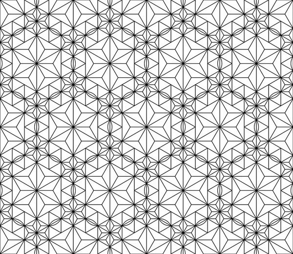 Seamless mönster baserat på japanska geometriska prydnad. Svart och vitt. — Stock vektor