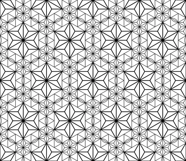 Nahtloses Muster basierend auf japanischen geometrischen Ornamenten. Schwarz und Weiß. — Stockvektor