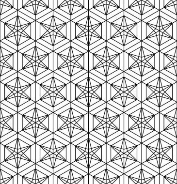 Seamless modeli Japon geometrik süsleme dayalı. Siyah ve beyaz.