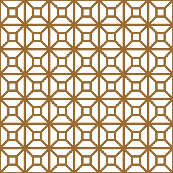 Seamless pattern based on Japanese ornament Kumiko.Golden color. — Stock Vector