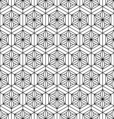 Seamless modeli Japon geometrik süsleme dayalı. Siyah ve beyaz.