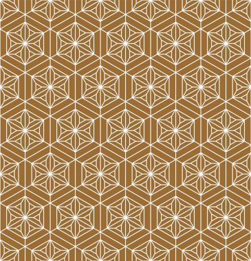 Sorunsuz geleneksel Japon süs. Altın rengi arka plan. Beyaz çizgiler.