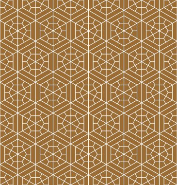 Sorunsuz geleneksel Japon süs. Altın rengi arka plan. Beyaz çizgiler.