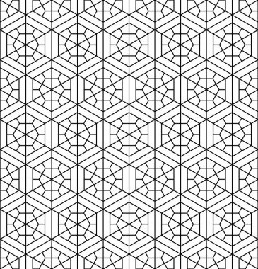 Seamless modeli Japon geometrik süsleme dayalı. Siyah ve beyaz.