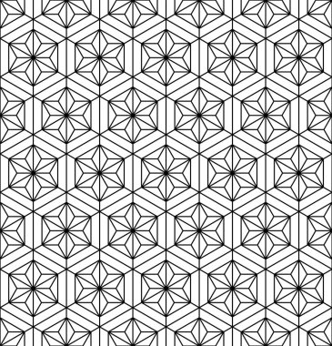 Seamless modeli Japon geometrik süsleme dayalı. Siyah ve beyaz.