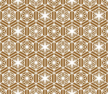 Sorunsuz geleneksel Japon süs. Altın rengi arka plan. Beyaz çizgiler.