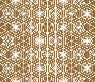 Sorunsuz geleneksel Japon süs. Altın rengi arka plan. Beyaz çizgiler.