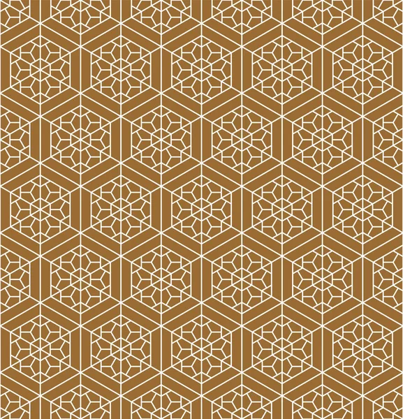 Adorno tradicional japonés sin costuras. Fondo dorado del color. Líneas blancas . — Vector de stock