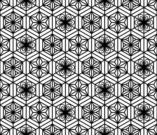 Patrón inconsútil basado en adorno geométrico japonés. Blanco y negro . — Archivo Imágenes Vectoriales