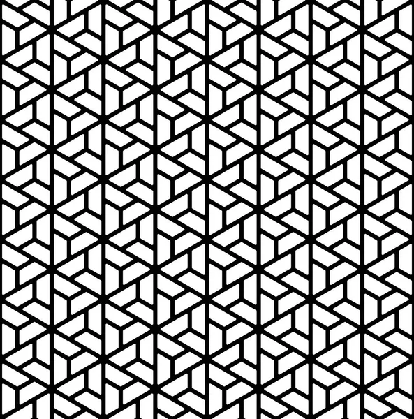 Bezešvé vzory založené na japonské ozdobně Kumiko. černé čáry barvy. — Stockový vektor