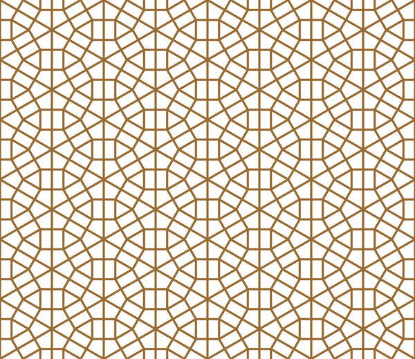 Seamless traditional Japanese ornament Kumiko.Golden color lines.