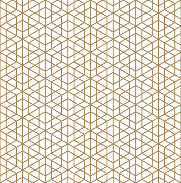 Patrón inconsútil basado en el ornamento japonés Kumiko.Golden color. — Vector de stock