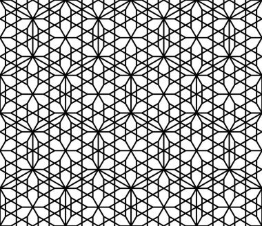 Dikişsiz geleneksel Japon geometrik süsleme Kumiko. siyah ve beyaz.